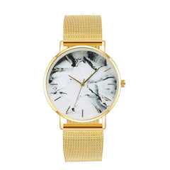 Rose Gold Marble Mesh Band Women's Quartz Watch