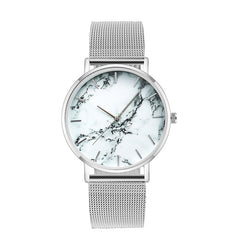Rose Gold Marble Mesh Band Women's Quartz Watch