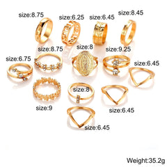 18K Gold Plated Medallion Ring Set with Austrian Crystals