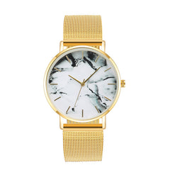 Rose Gold Marble Mesh Band Women's Quartz Watch