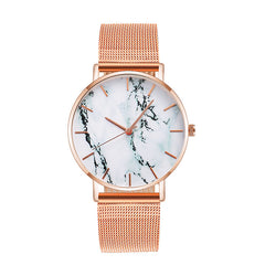 Rose Gold Marble Mesh Band Women's Quartz Watch